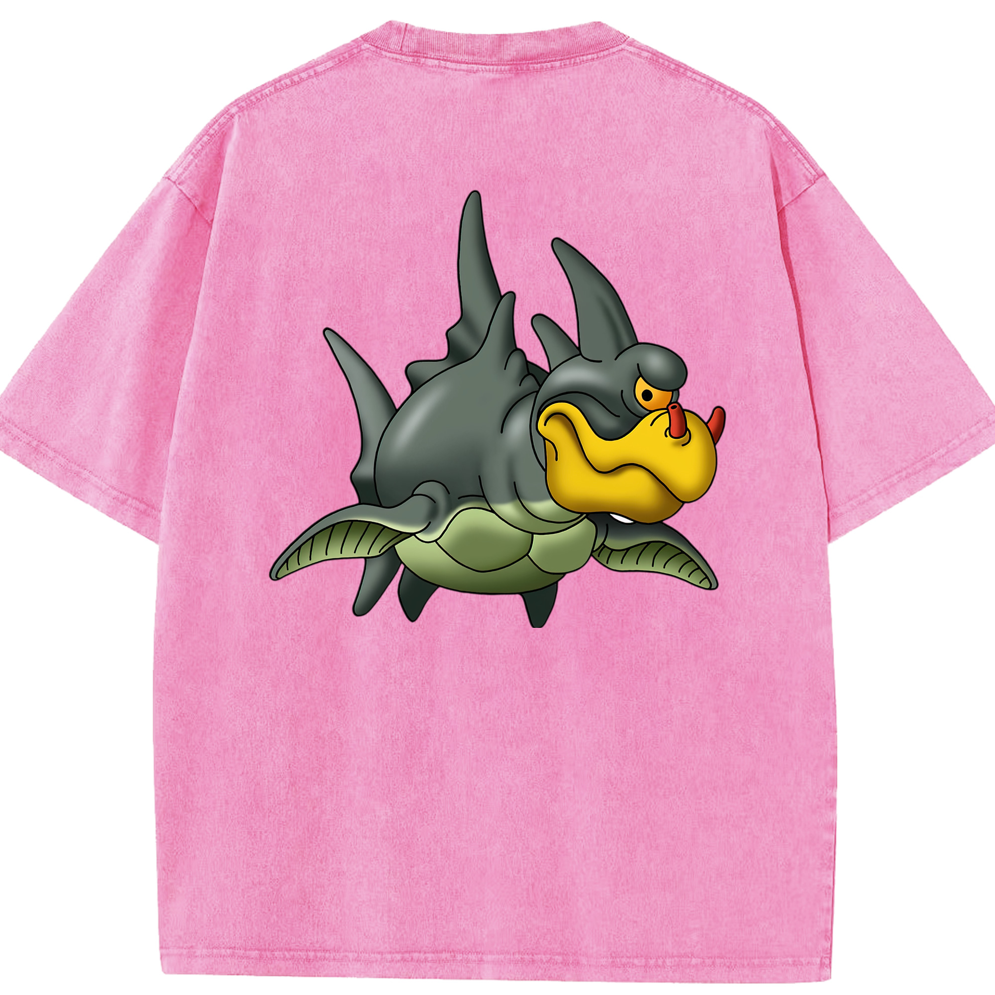 （画像用） ドラゴンクエスト Doragon Kuesuto Dragon Quest 綿100% ヴィンテージ風 半袖Tシャツ（背面プリント）